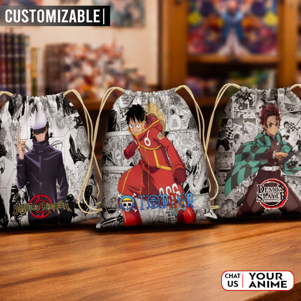 Anime Central Assorted Main Character Manga Drawstring Bag Outdoor Basketball Biking Gym Sports