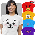 Shirt Planet BT21 KPOP Faces Character Tata Chimmy Koya Cooky Unisex Cotton T-Shirt