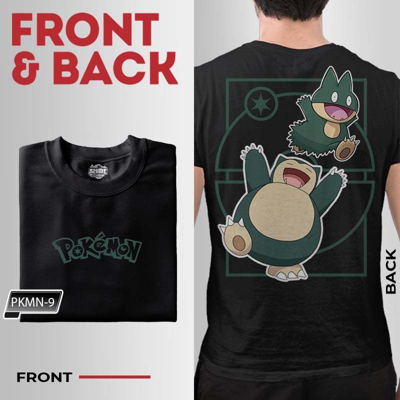 Anime Central Front & Back Pokemon Character Venasaur Pikachu Squirtle Mewtwo Gengar Unisex T-Shirt