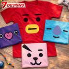 Shirt Planet BT21 KPOP Faces Character Tata Chimmy Koya Cooky Unisex Cotton T-Shirt