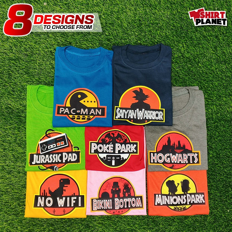 Jurassic Parody Poke Park Pac-man No Wifi Hogwarts Minions Park Saiyanwarior Unisex Cotton T-Shirt