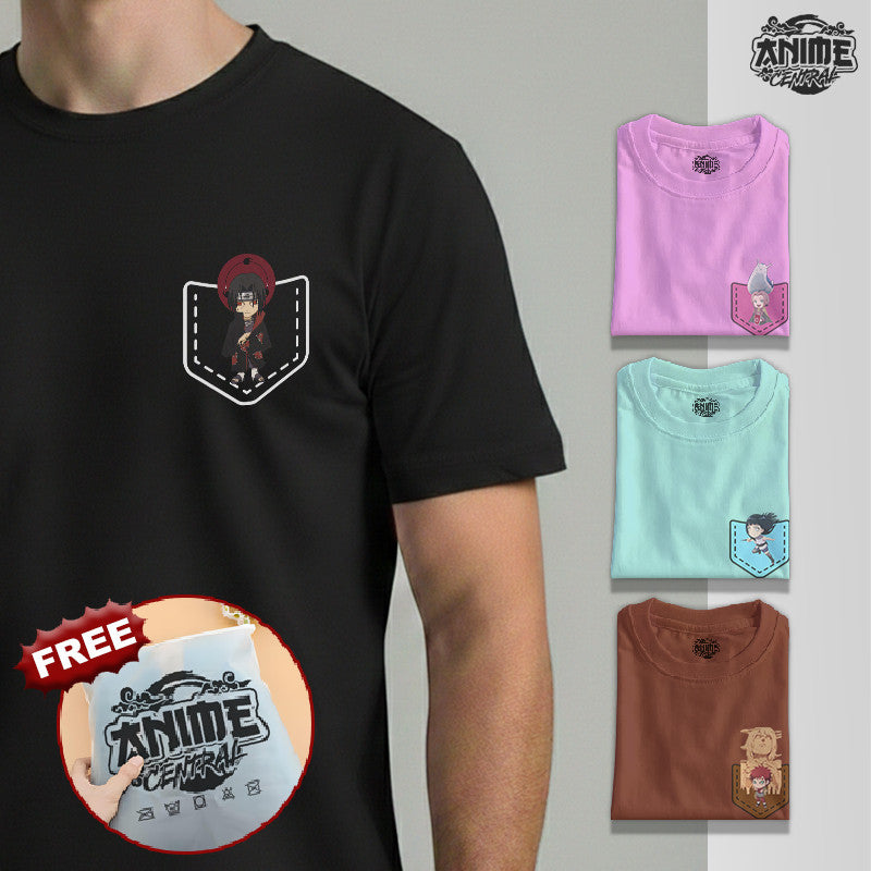 Anime Central New Pocket Collection Naruto Inspired Gaara,Sasuke,Jiraiya,Naruto Design Unisex