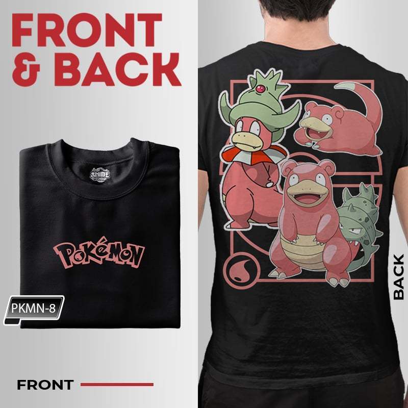 Anime Central Front & Back Pokemon Character Venasaur Pikachu Squirtle Mewtwo Gengar Unisex T-Shirt