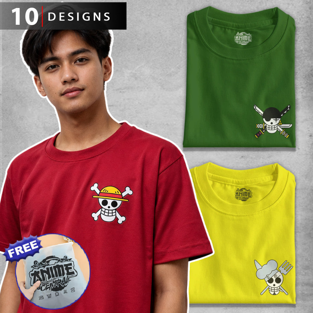 One Piece Strawhat Luffy Zoro Nami Sanji Chopper Brook Pocket Tees TShirt Cotton Unisex